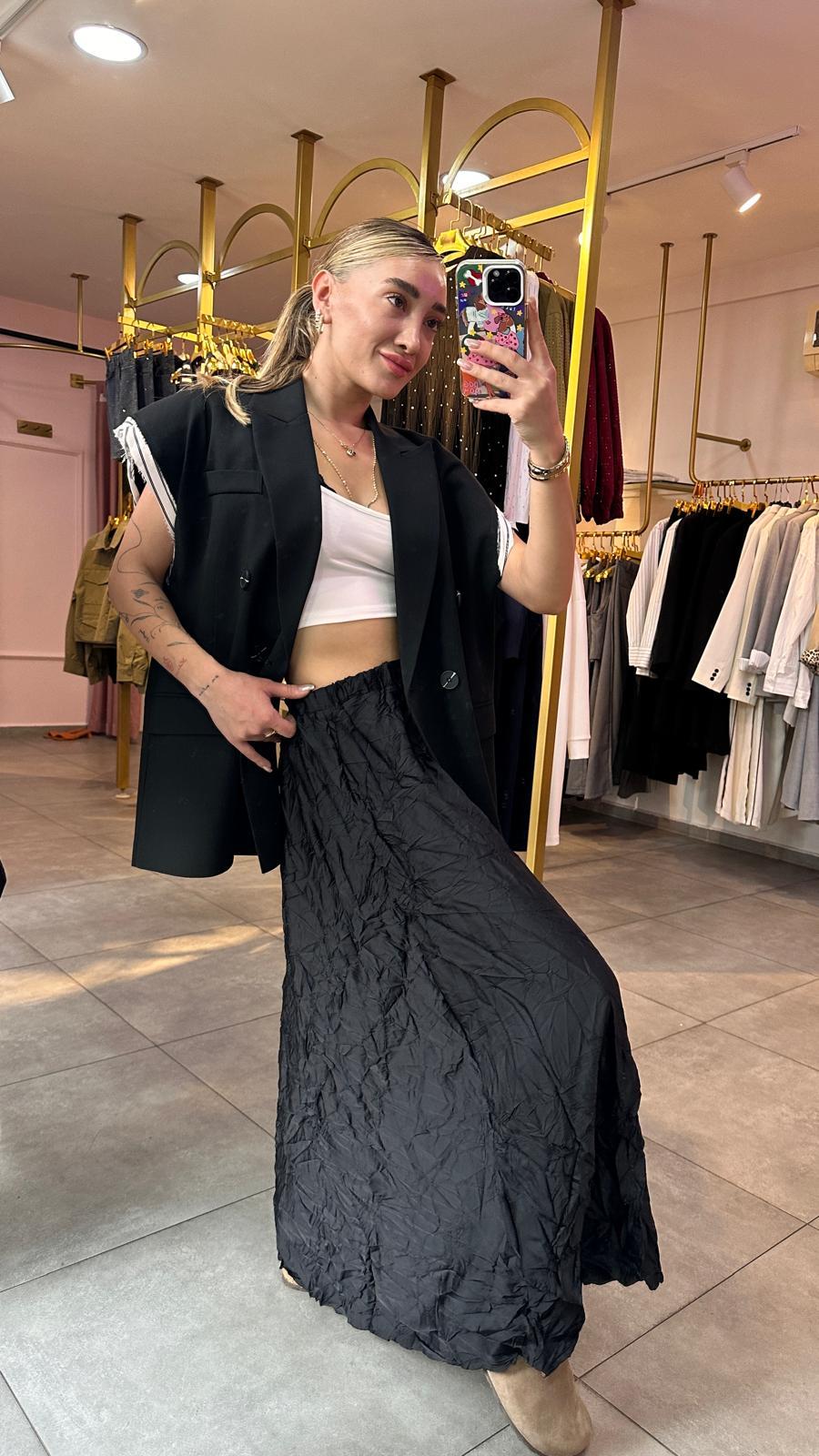 Siyah Tasarım Oversize Yelek