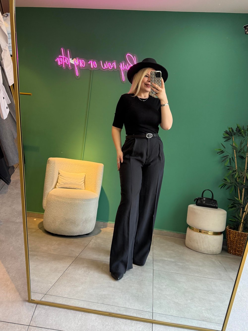 Siyah Tencel Palazzo Pantolon