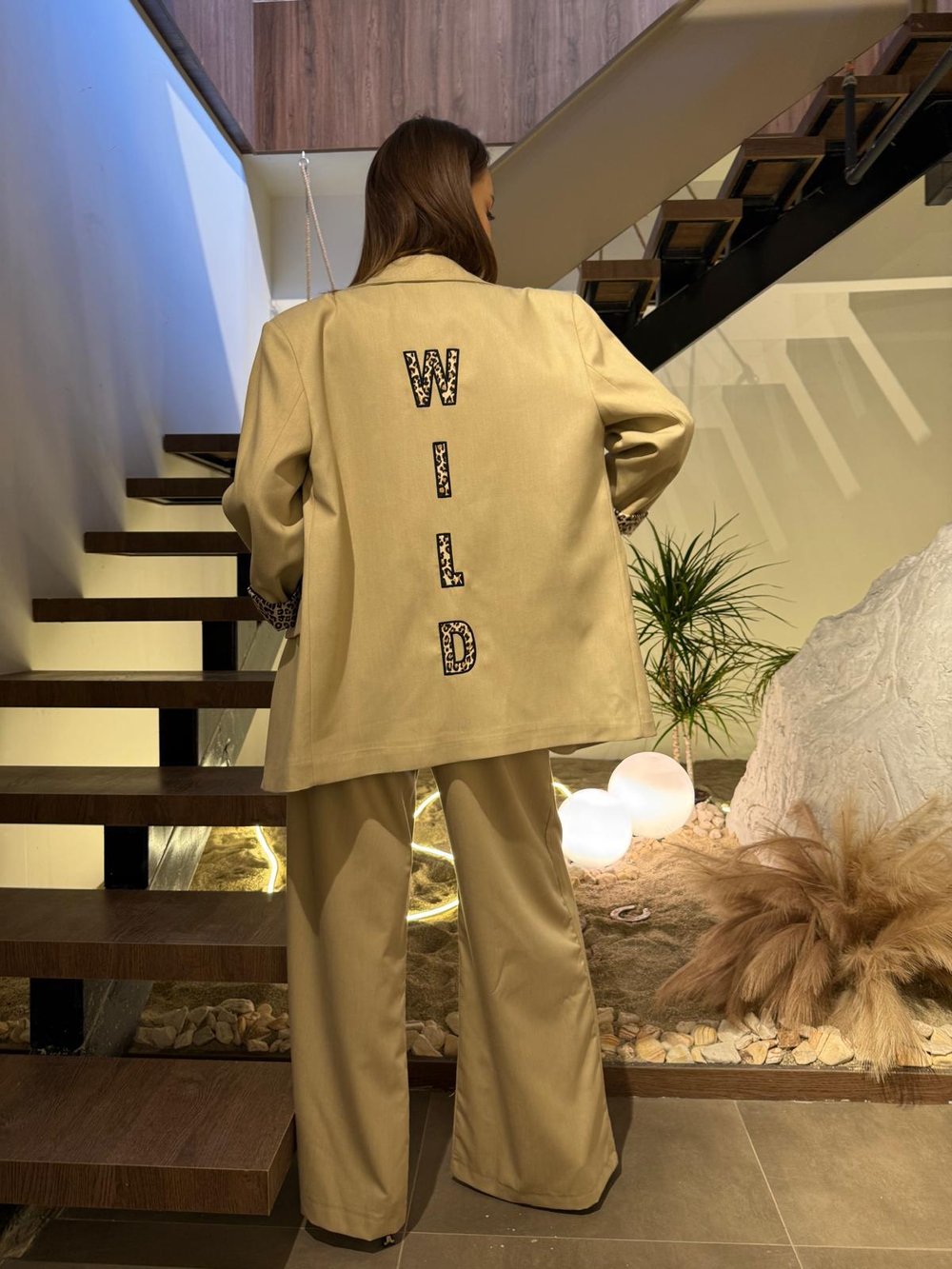 Wild Yazılı Tasarım Blazer Takım