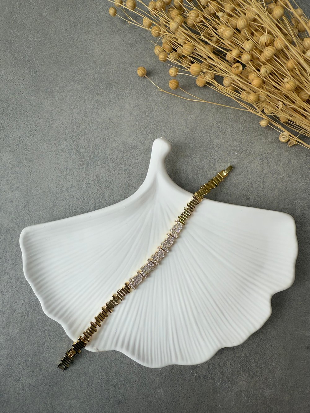 Zirkon Taşlı Gold Baget Bileklik