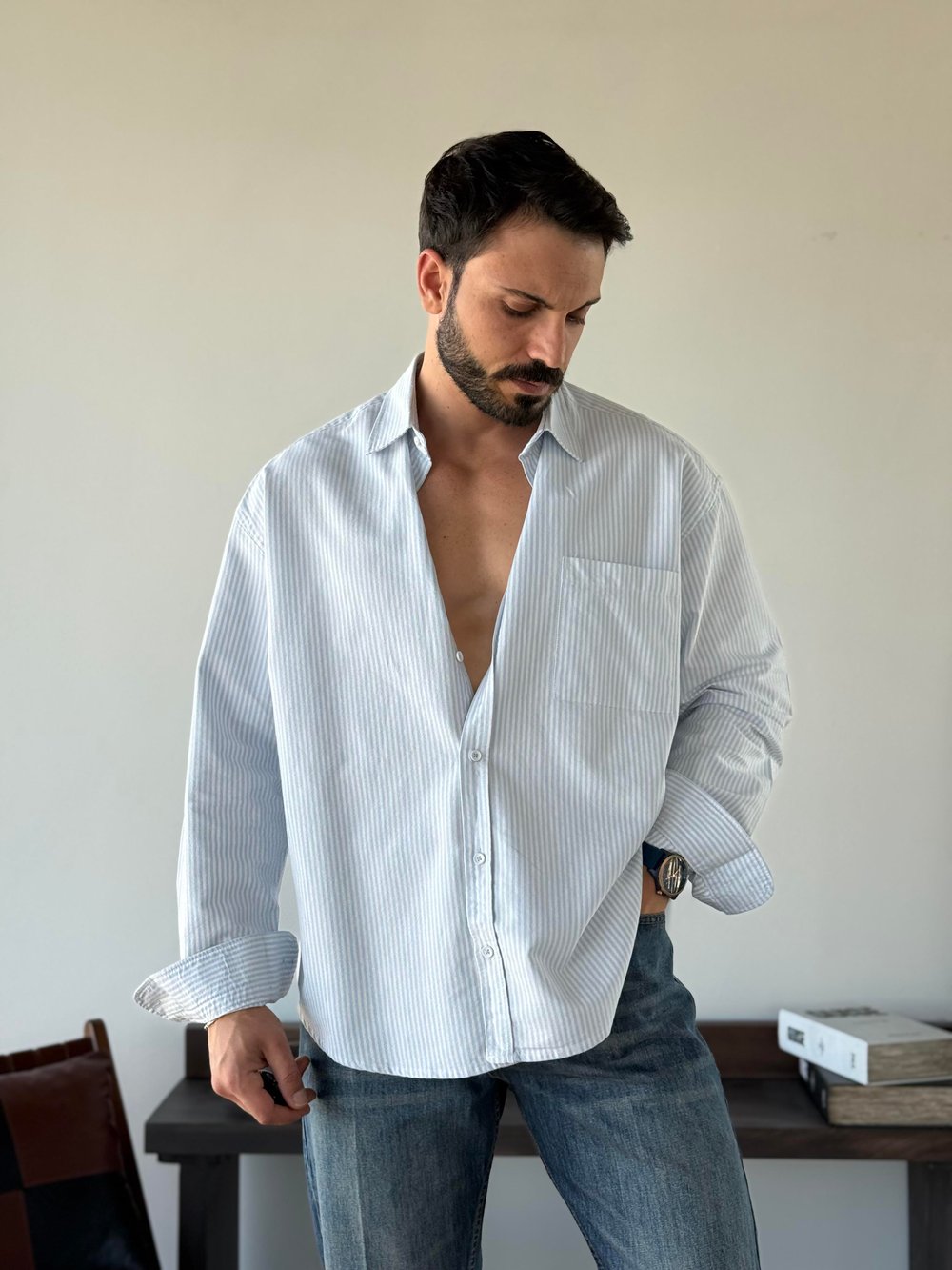 Elaris Oversize Mevsimlik Çizgili Gömlek