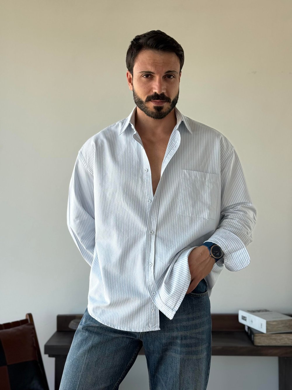 Elaris Oversize Mevsimlik Çizgili Gömlek