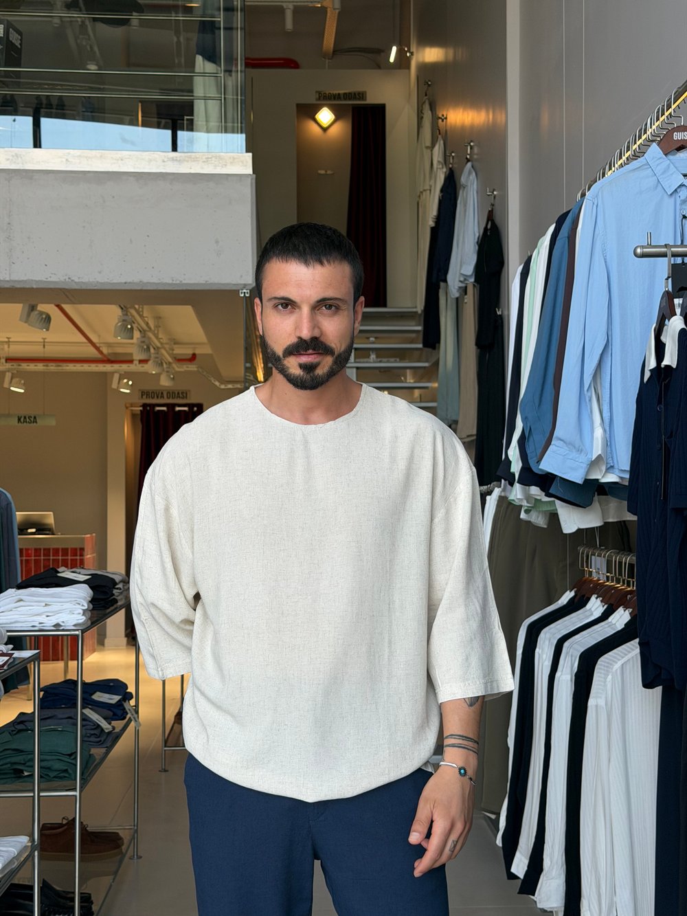 Alfa Fakirkol Bej Viscon Keten Tişört