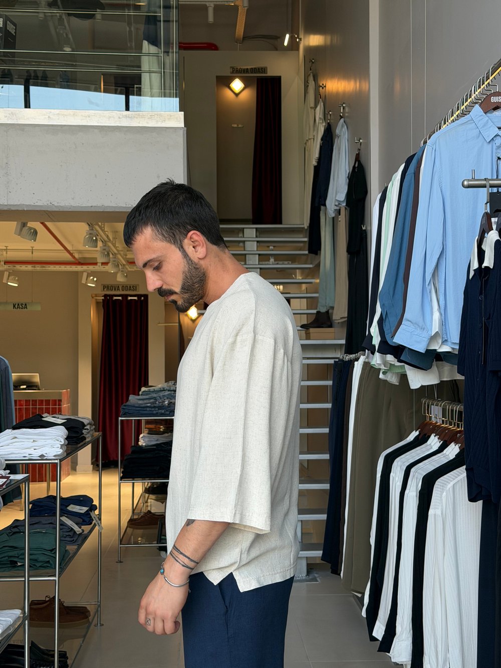 Alfa Fakirkol Bej Viscon Keten Tişört