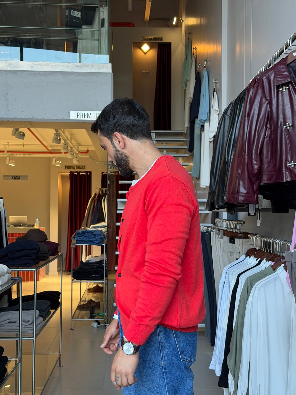 Alois Kırmızı Triko Hırka