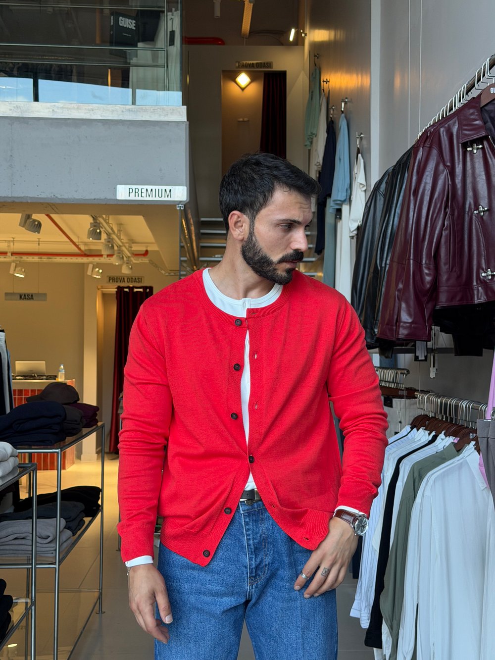 Alois Kırmızı Triko Hırka