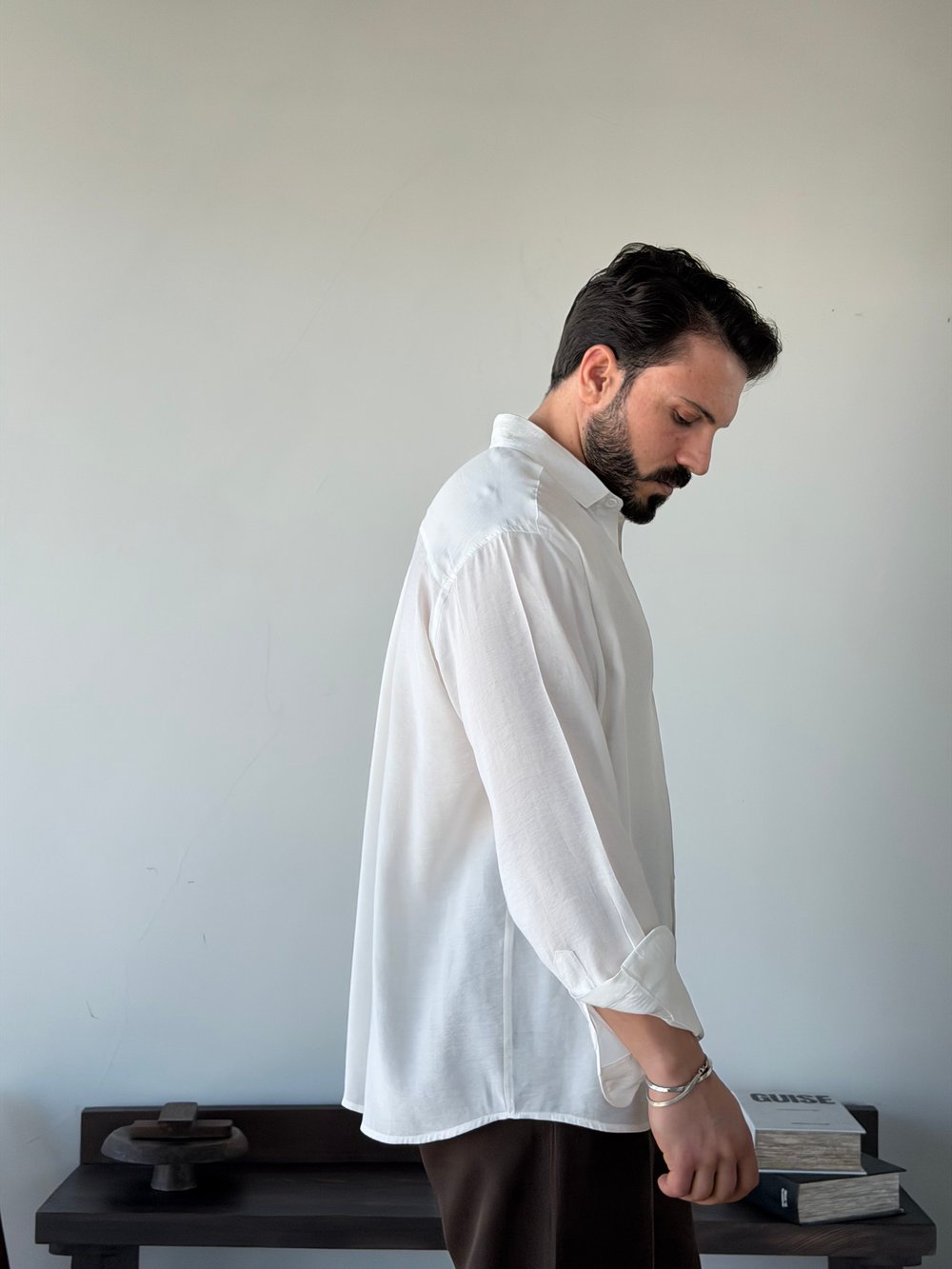 Arven Oversize Beyaz Modal Gömlek