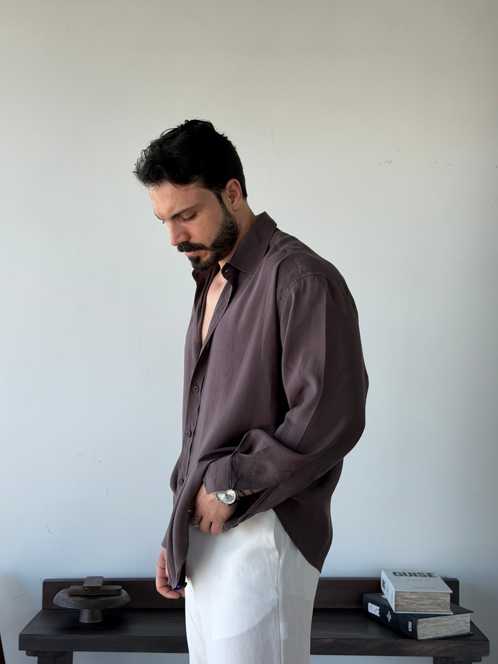 Arven Oversize Kahve Modal Gömlek