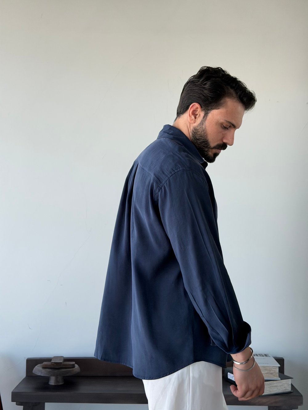 Arven Oversize Lacivert Modal Gömlek