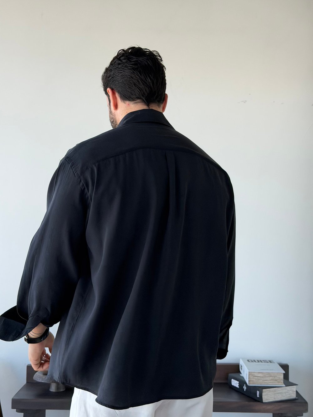 Arven Oversize Siyah Modal Gömlek
