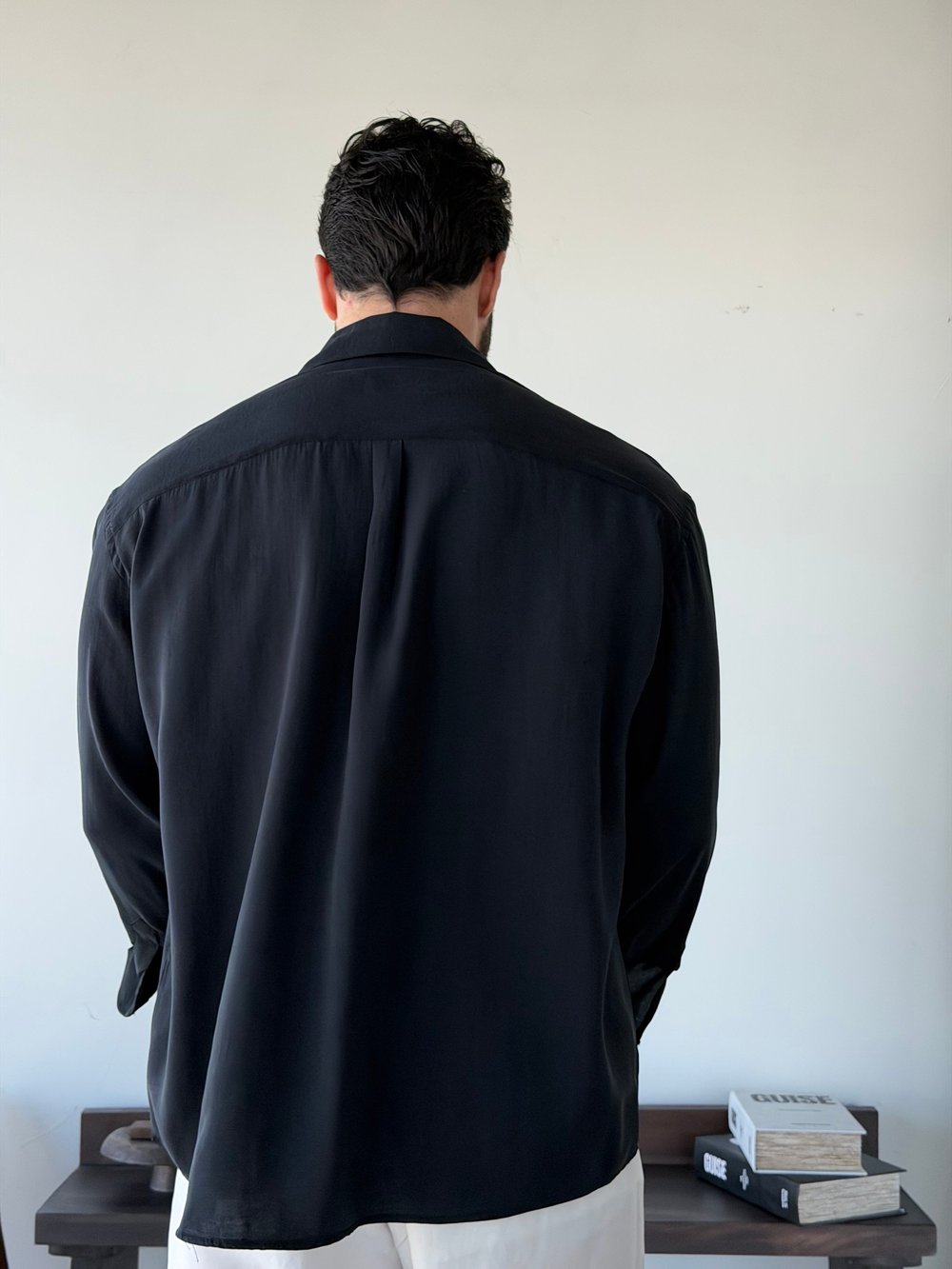 Arven Oversize Siyah Modal Gömlek