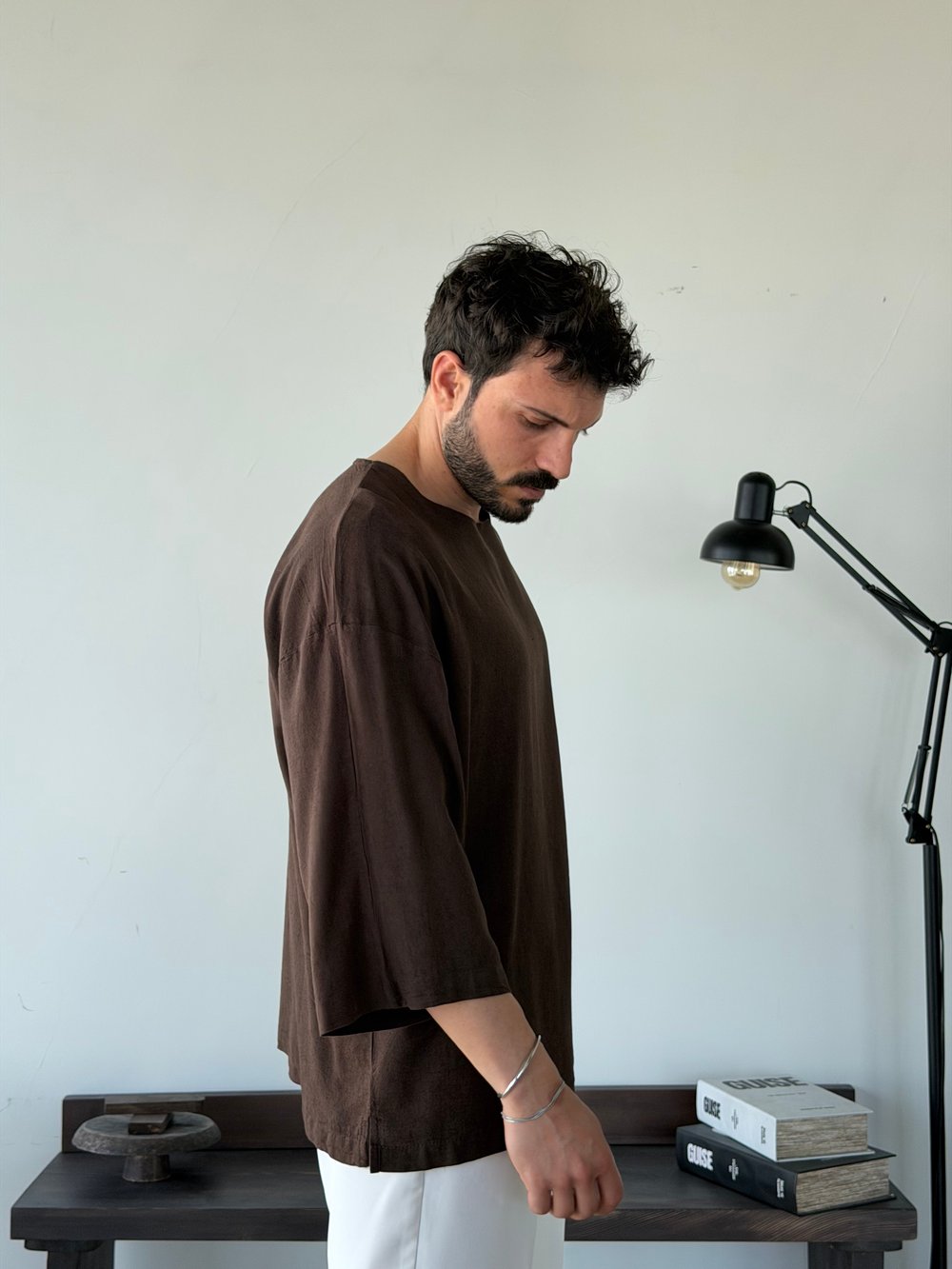 Ata Fakirkol Kahve Viscon Keten Tişört