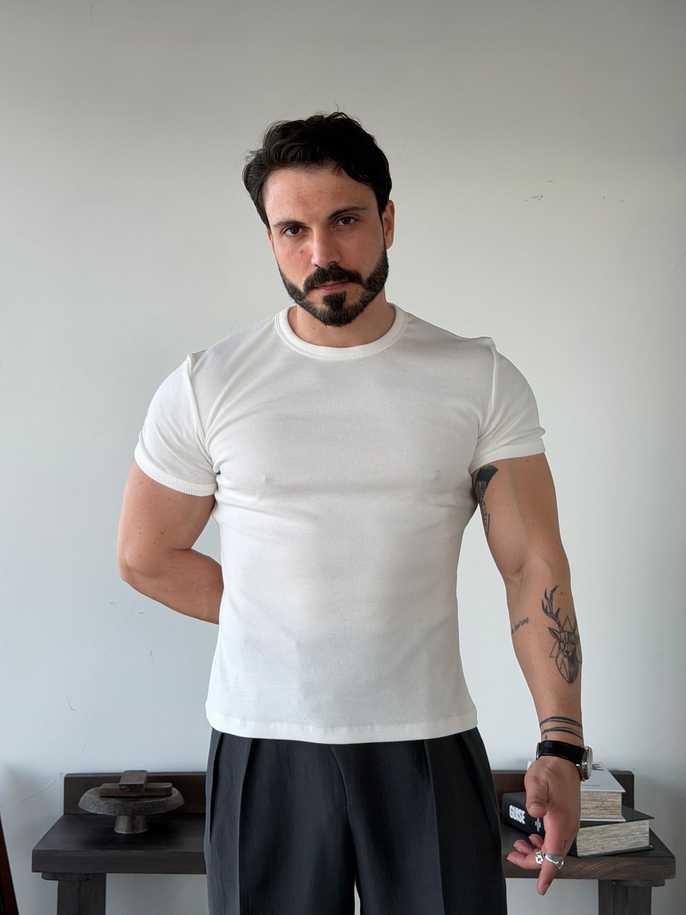 Axel Ekru Fitilli Tişört