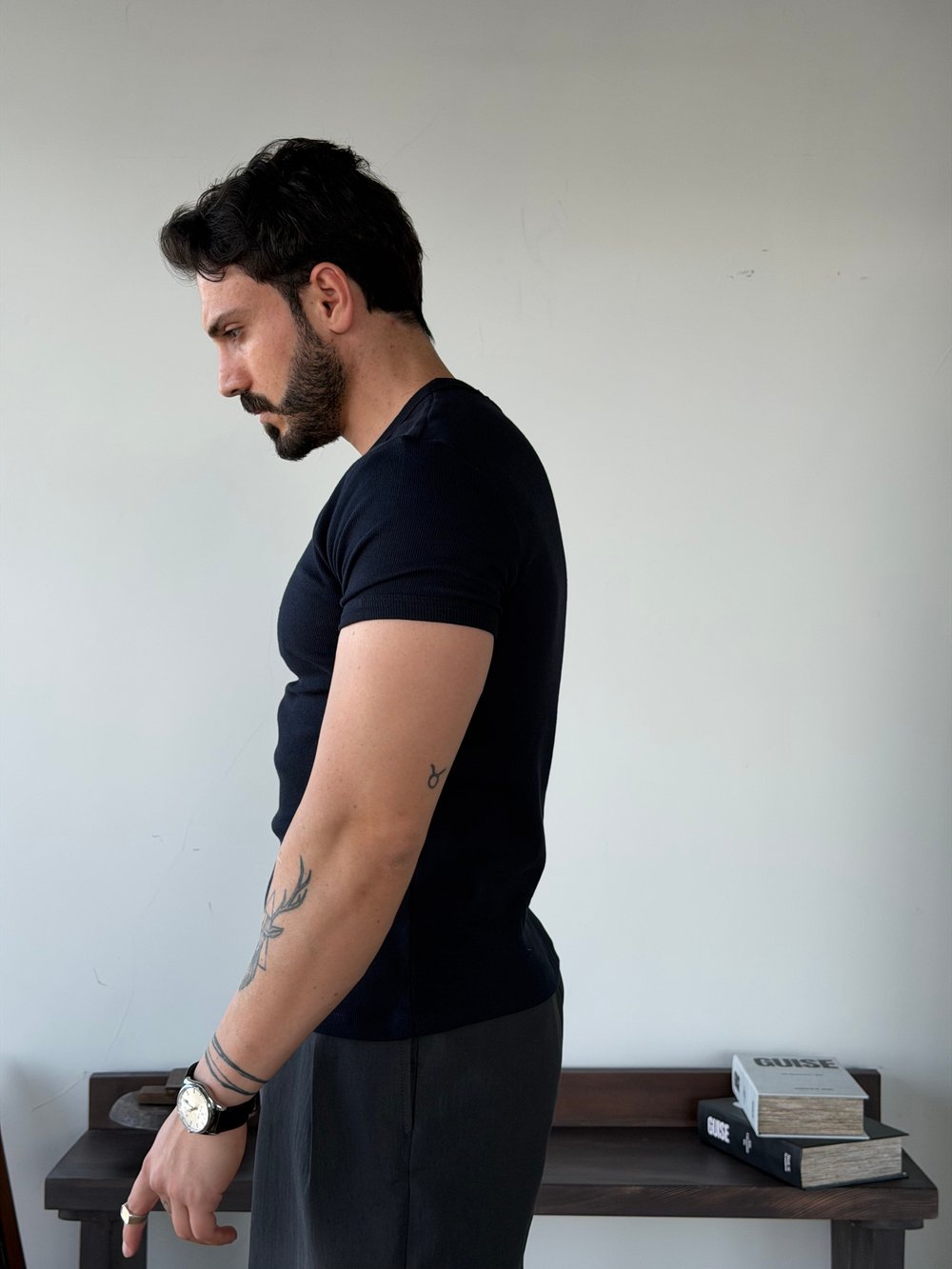 Axel Lacivert Fitilli Tişört