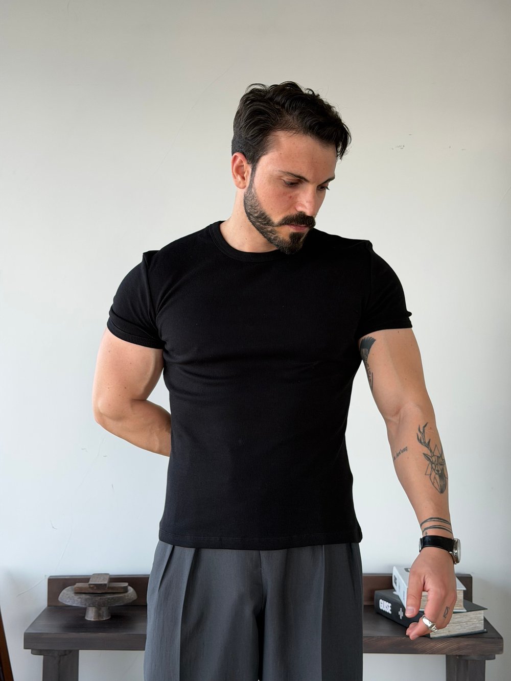 Axel Siyah Fitilli Tişört