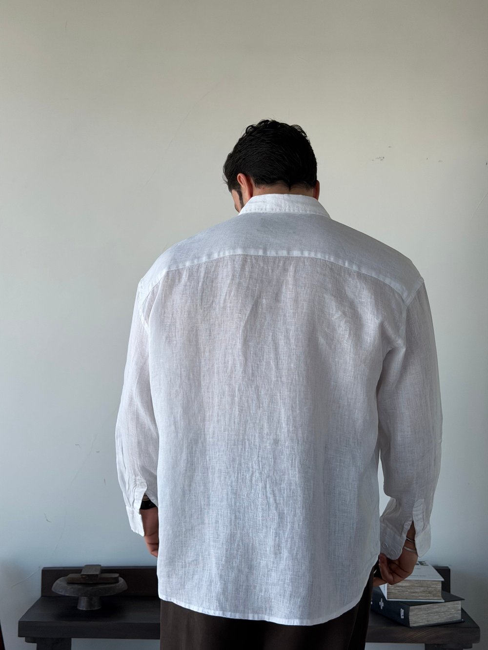 Berlinen Oversize %100 Linen Beyaz Gömlek