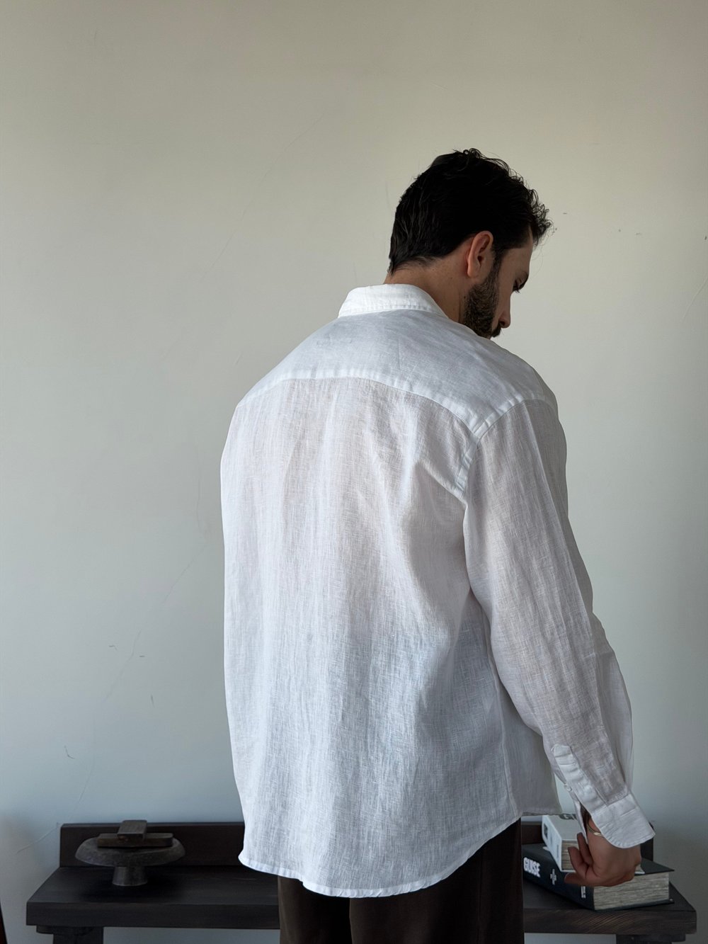 Berlinen Oversize %100 Linen Beyaz Gömlek
