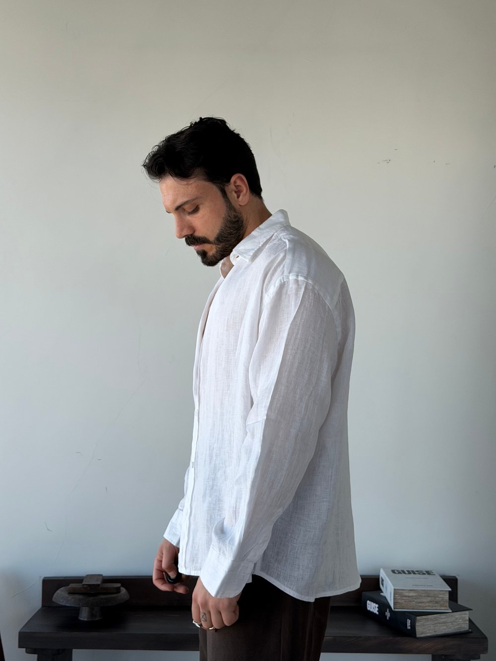 Berlinen Oversize %100 Linen Beyaz Gömlek