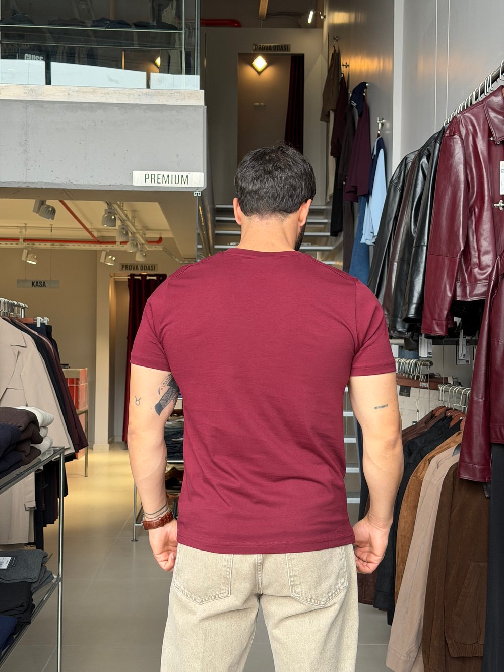 Bob Bordo Basic Muscle Fit Tişört