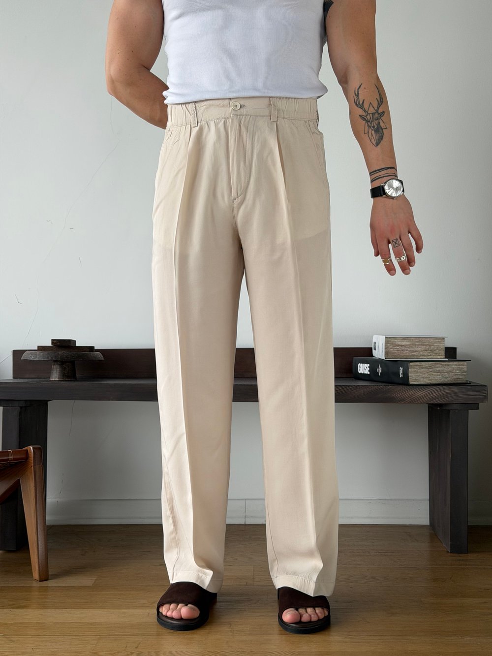 Boise Modal Bej Baggy Pantolon