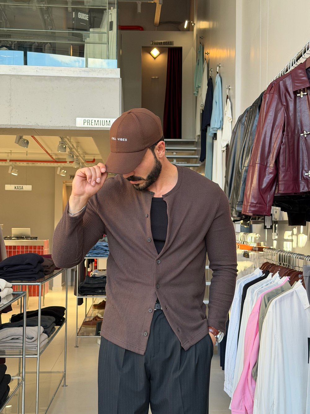 Bruno Kahverengi Fitilli Triko Hırka
