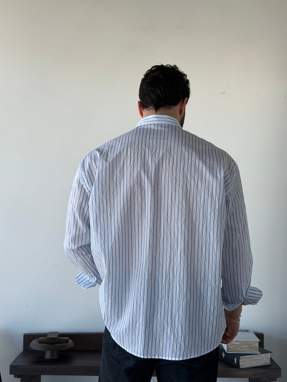 Daily Oversize Beyaz Çizgili Gömlek