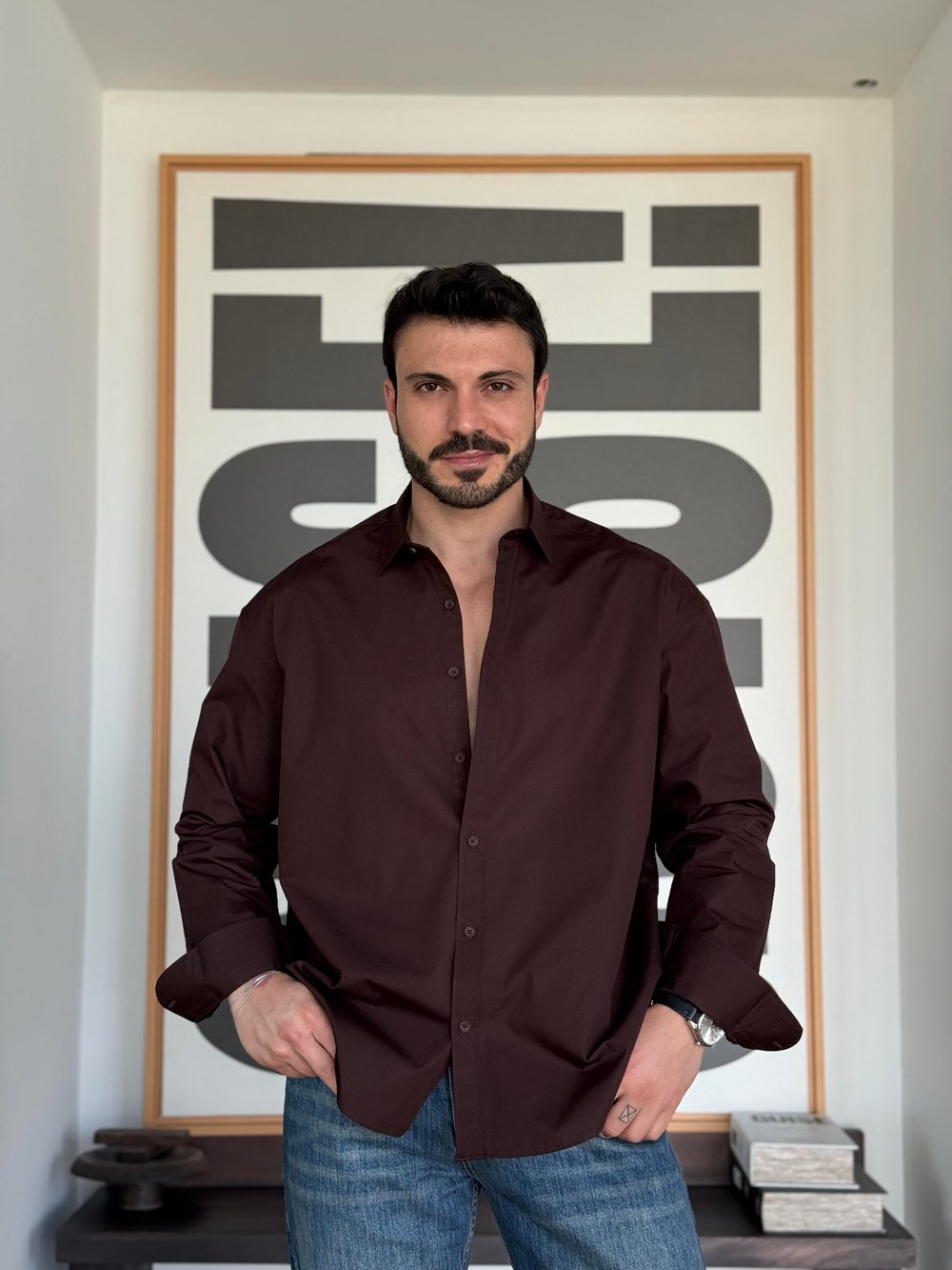Denver Oversize Poplin Kahve Gömlek