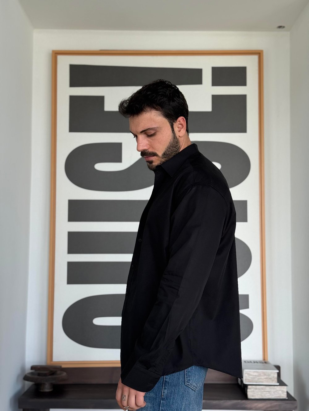 Denver Oversize Poplin Siyah Gömlek