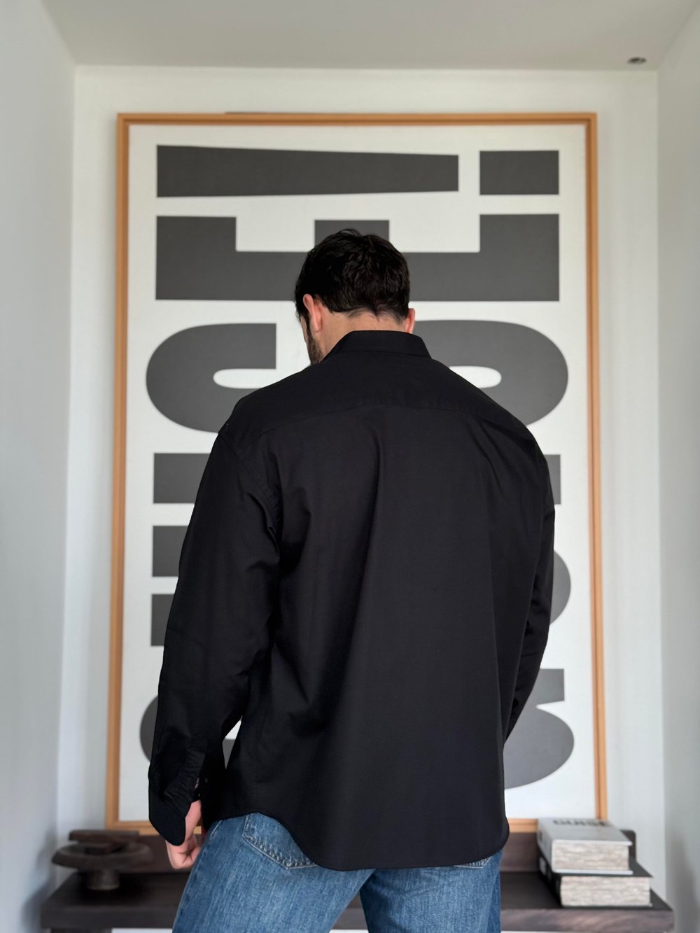 Denver Oversize Poplin Siyah Gömlek