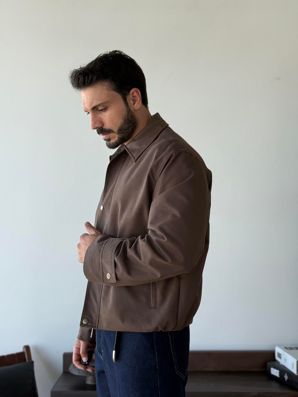 Devrice Deri Yaka Kahve Ceket