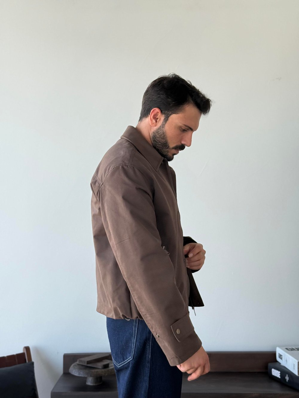 Devrice Deri Yaka Kahve Ceket