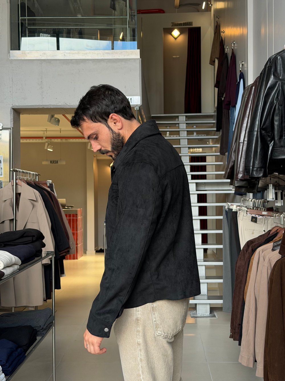 Due Siyah Fermuarlı Süet Ceket