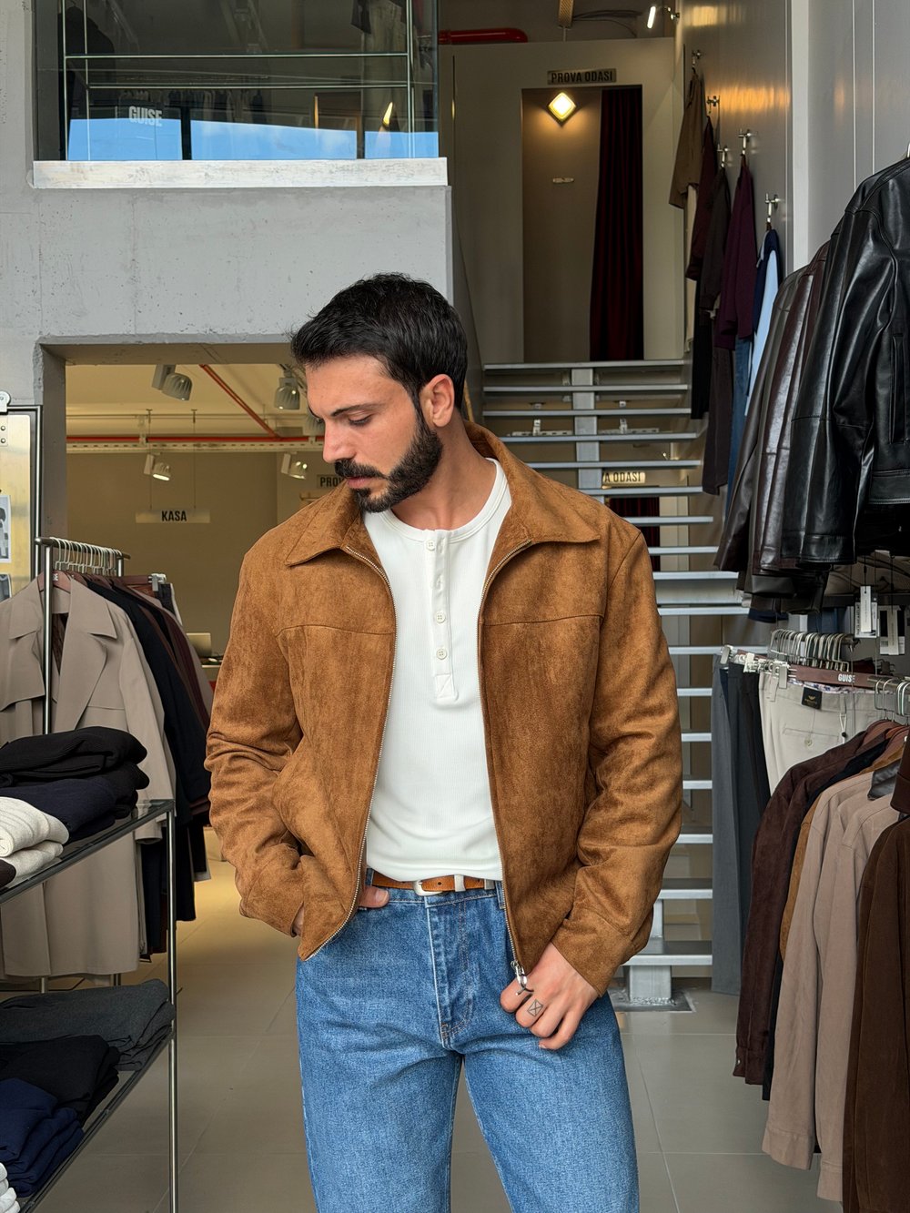 Due Taba Fermuarlı Süet Ceket