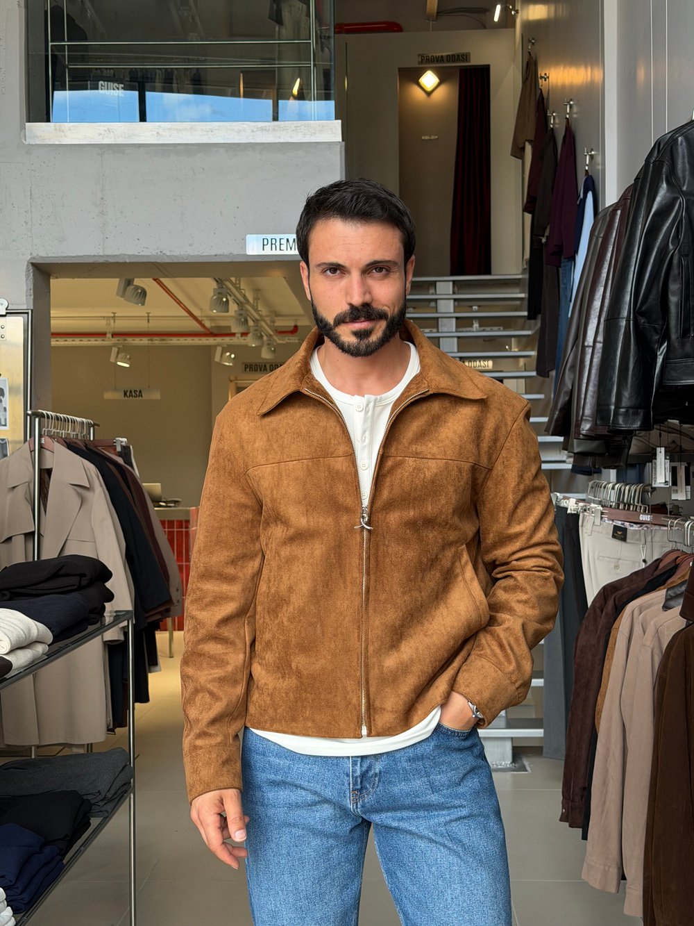 Due Taba Fermuarlı Süet Ceket