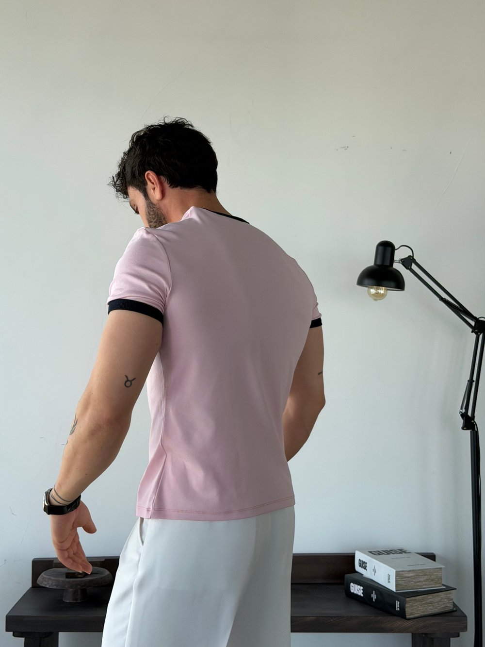 Edge  Ribana Crop Pembe Penye Tişört