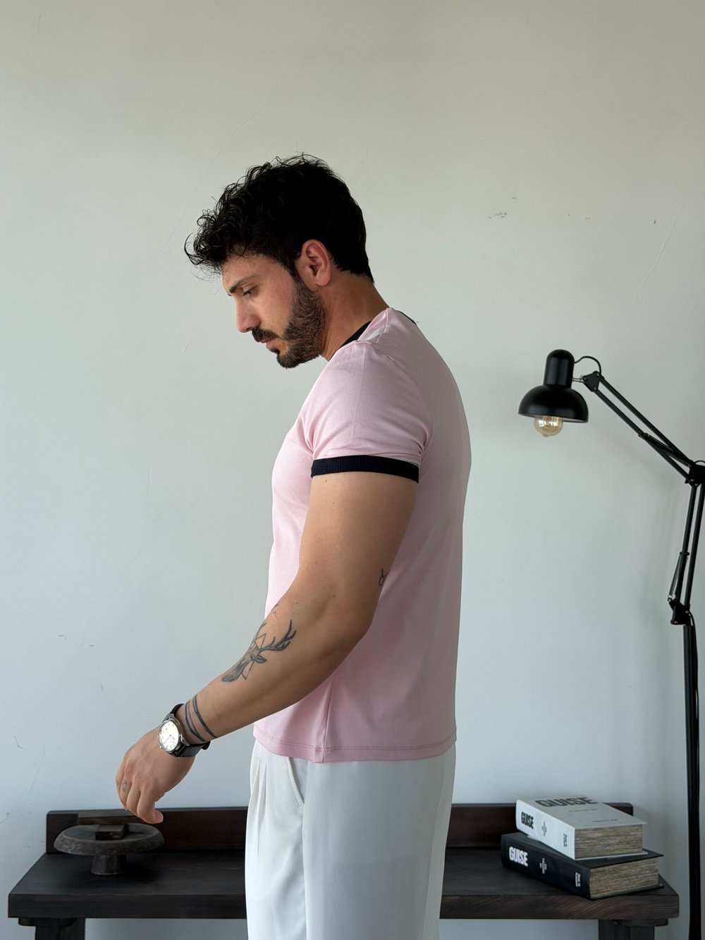 Edge  Ribana Crop Pembe Penye Tişört