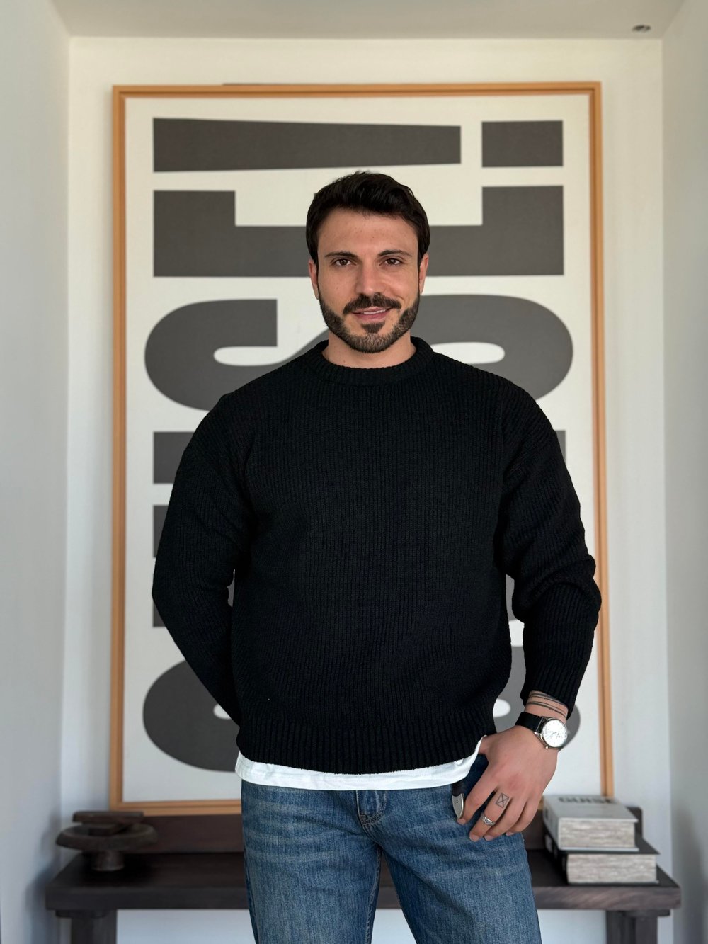 Erwan Örme Siyah Triko