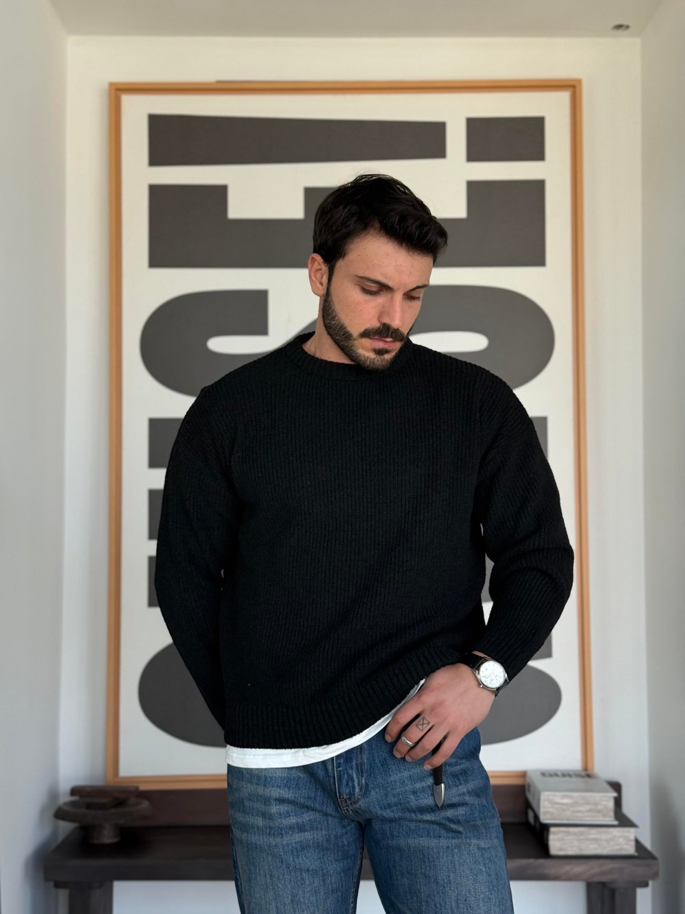 Erwan Örme Siyah Triko