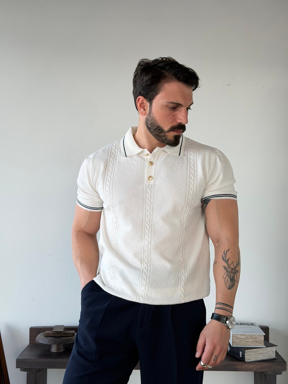 Fabio Old Money Beyaz Triko