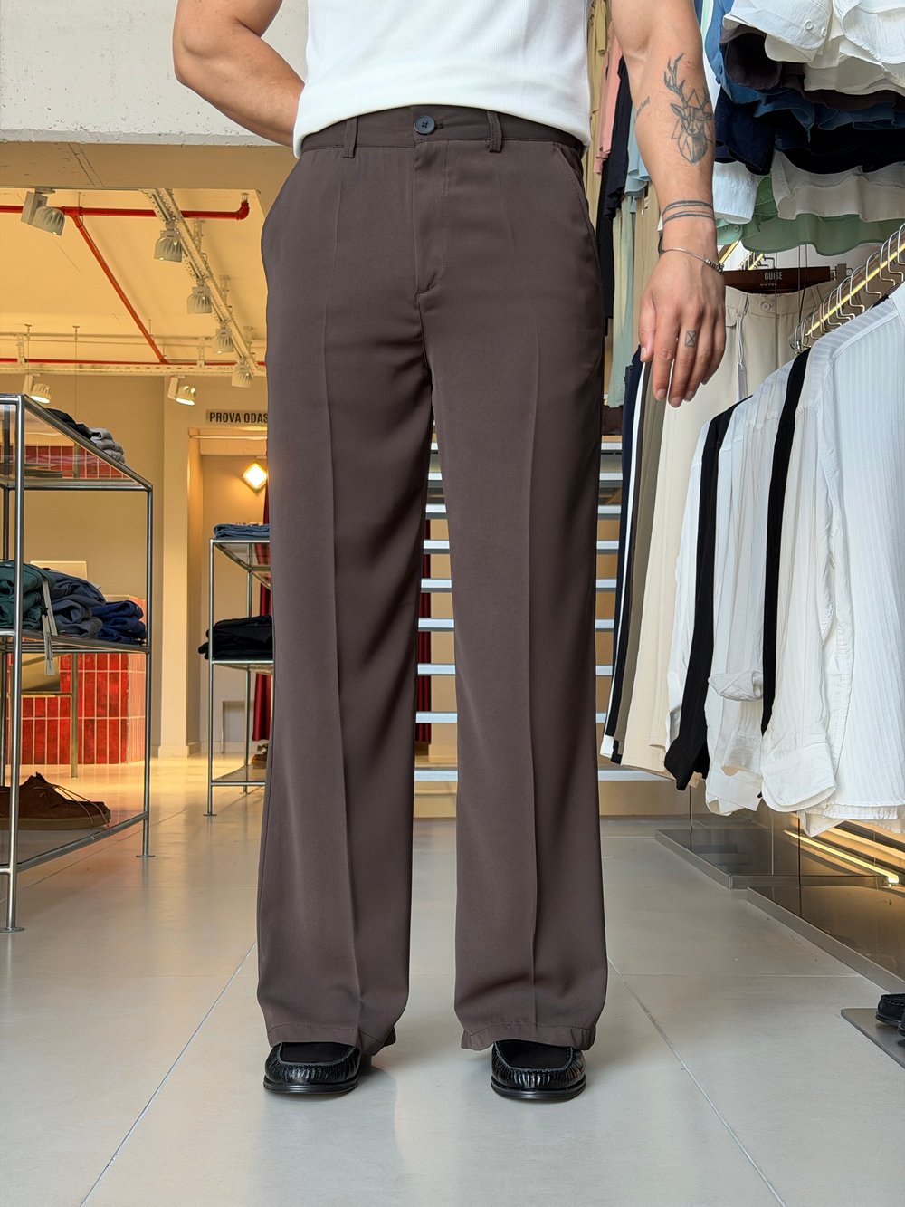 Flare Twill Kahverengi Pantolon
