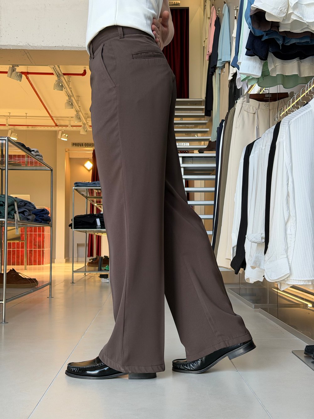 Flare Twill Kahverengi Pantolon