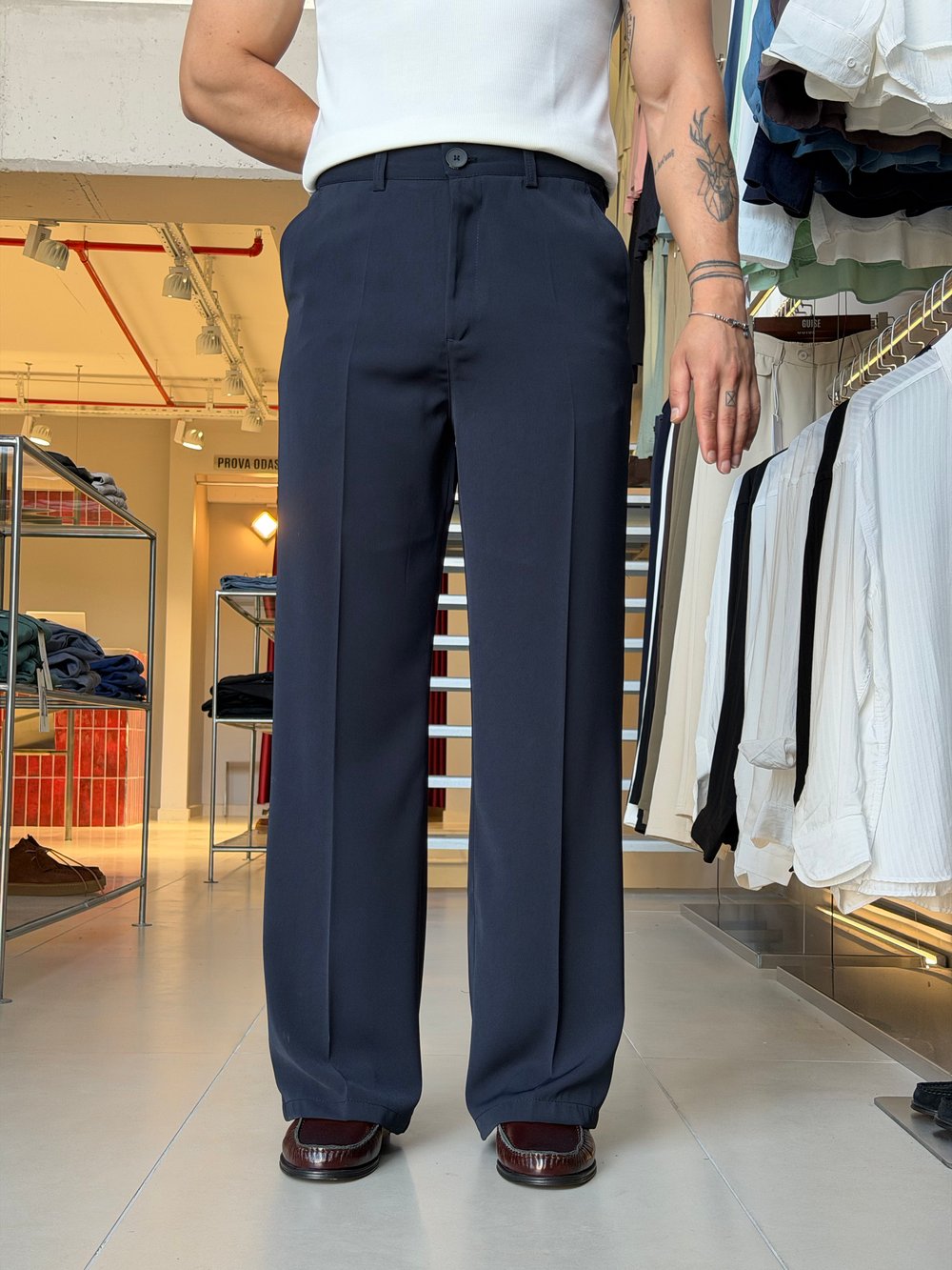 Flare Twill Lacivert Pantolon