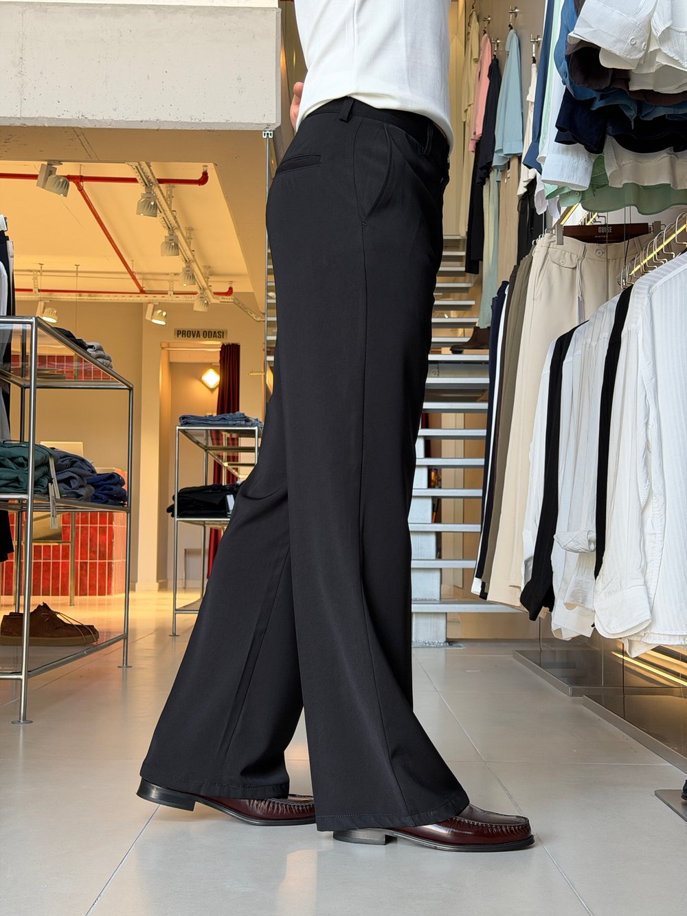 Flare Twill Siyah Pantolon