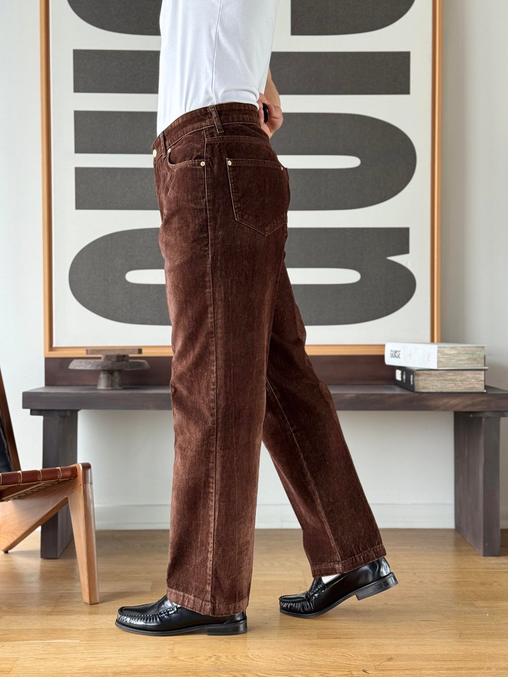 Flok Dokulu Kahve Baggy Pantolon
