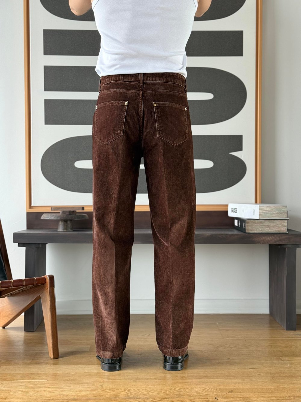 Flok Dokulu Kahve Baggy Pantolon