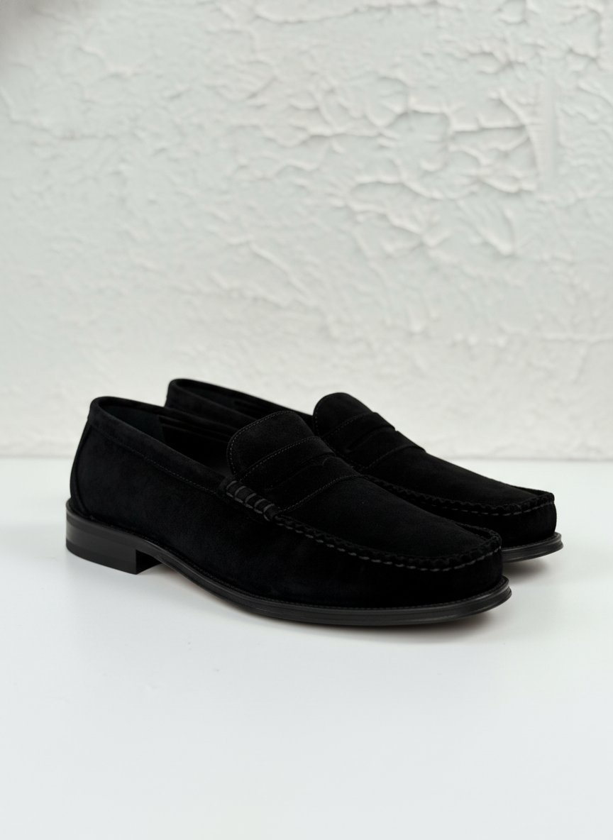 Handmade Loafer Siyah Süet Ayakkabı