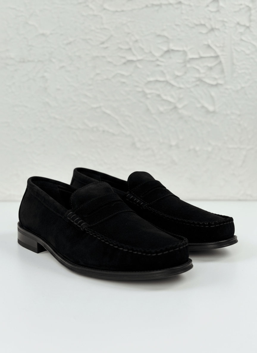 Handmade Loafer Siyah Süet Ayakkabı