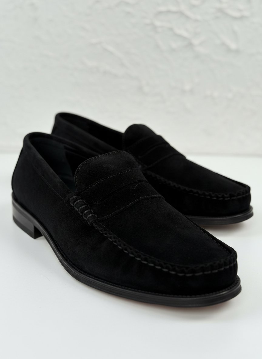 Handmade Loafer Siyah Süet Ayakkabı