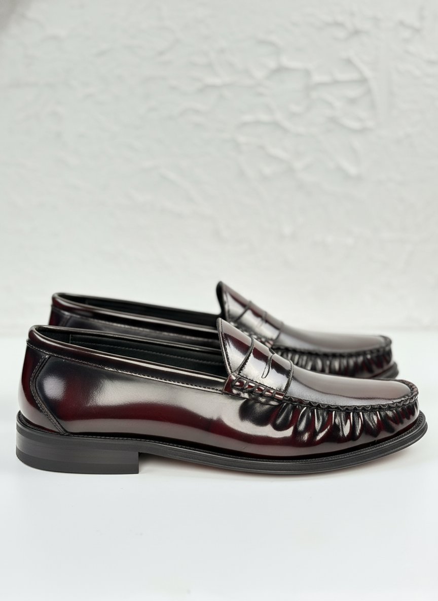 Handmade Makosen Bordo Deri Ayakkabı