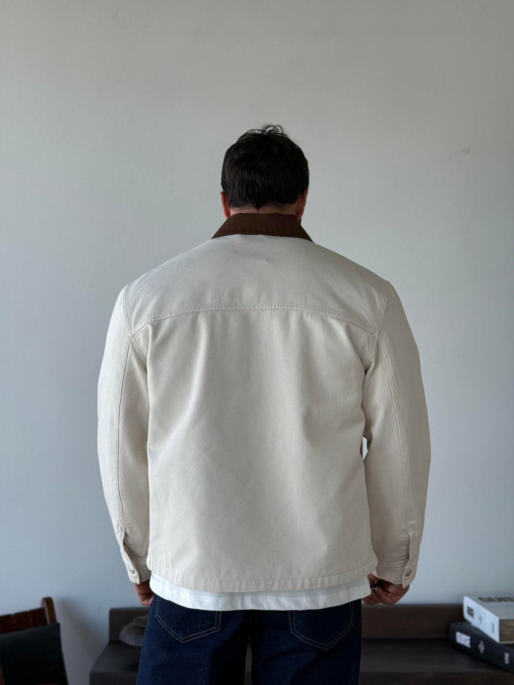 Jeanova Krem Denim Ceket/Mont